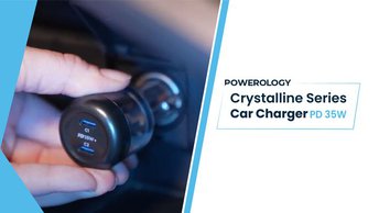 Powerology Dual Type-C Output Ultra-Quick Crystalline Series Car Charger, 35W PD, Built-in Safety Guards - Transparent/Gray